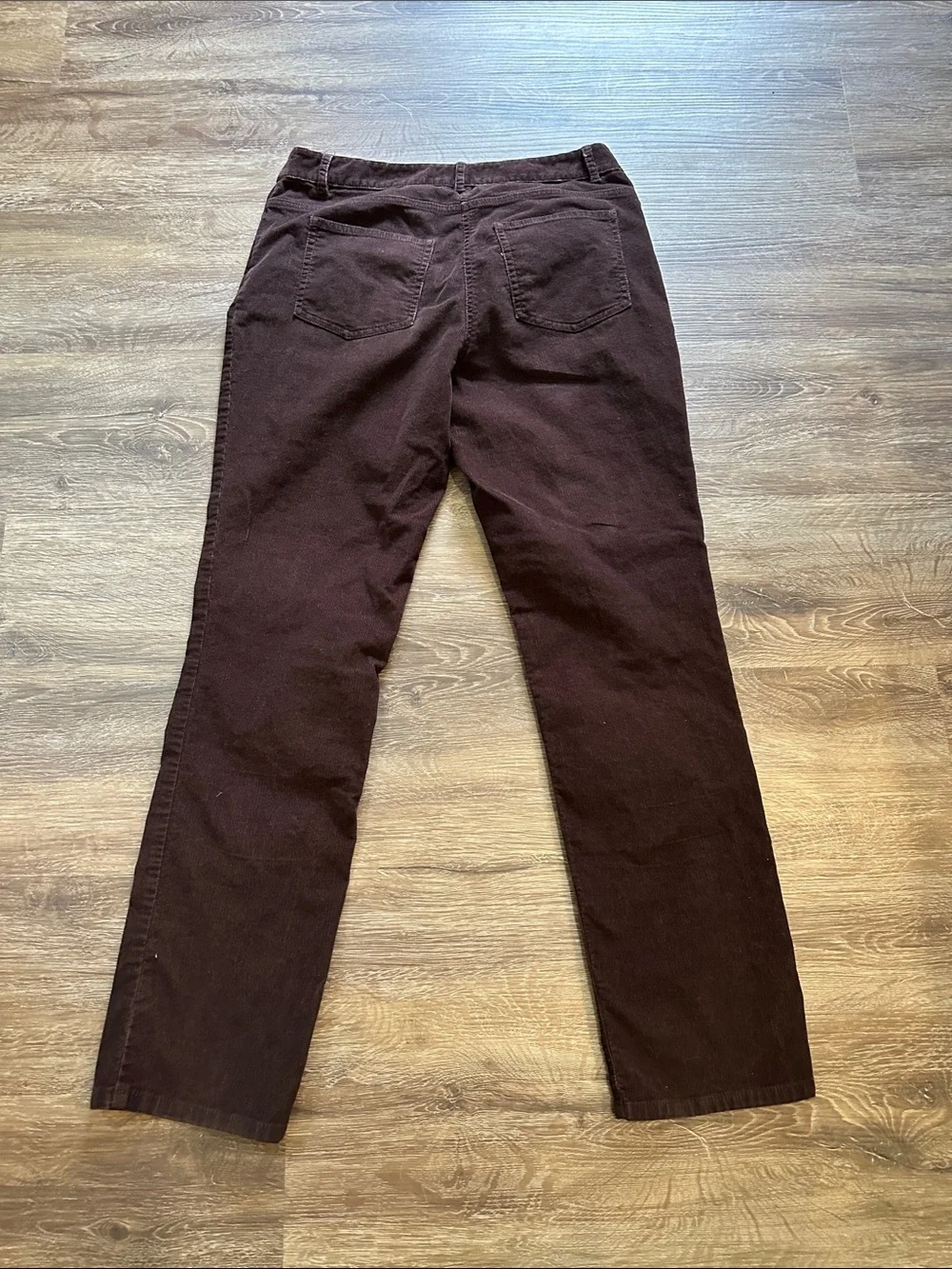 Kate Hill Trio Straight-Leg Corduroy Pants in Brown, Orange & Tan